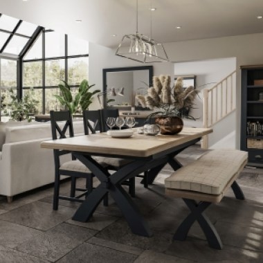 Smoked Painted Blue Dining