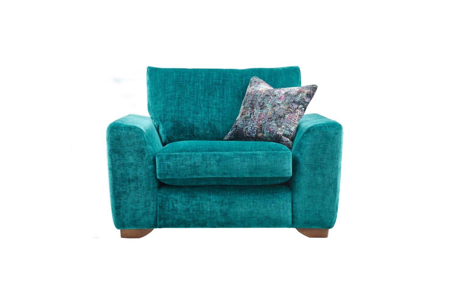 Mullion Upholstered Arm Chair Shown in Teal Blue Furniture World