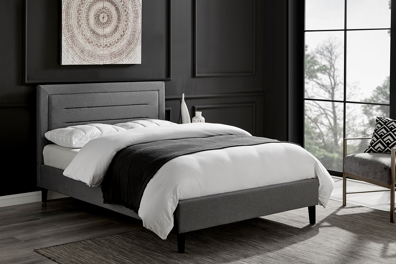 Pablo Fabric Bed in Grey - Furniture World