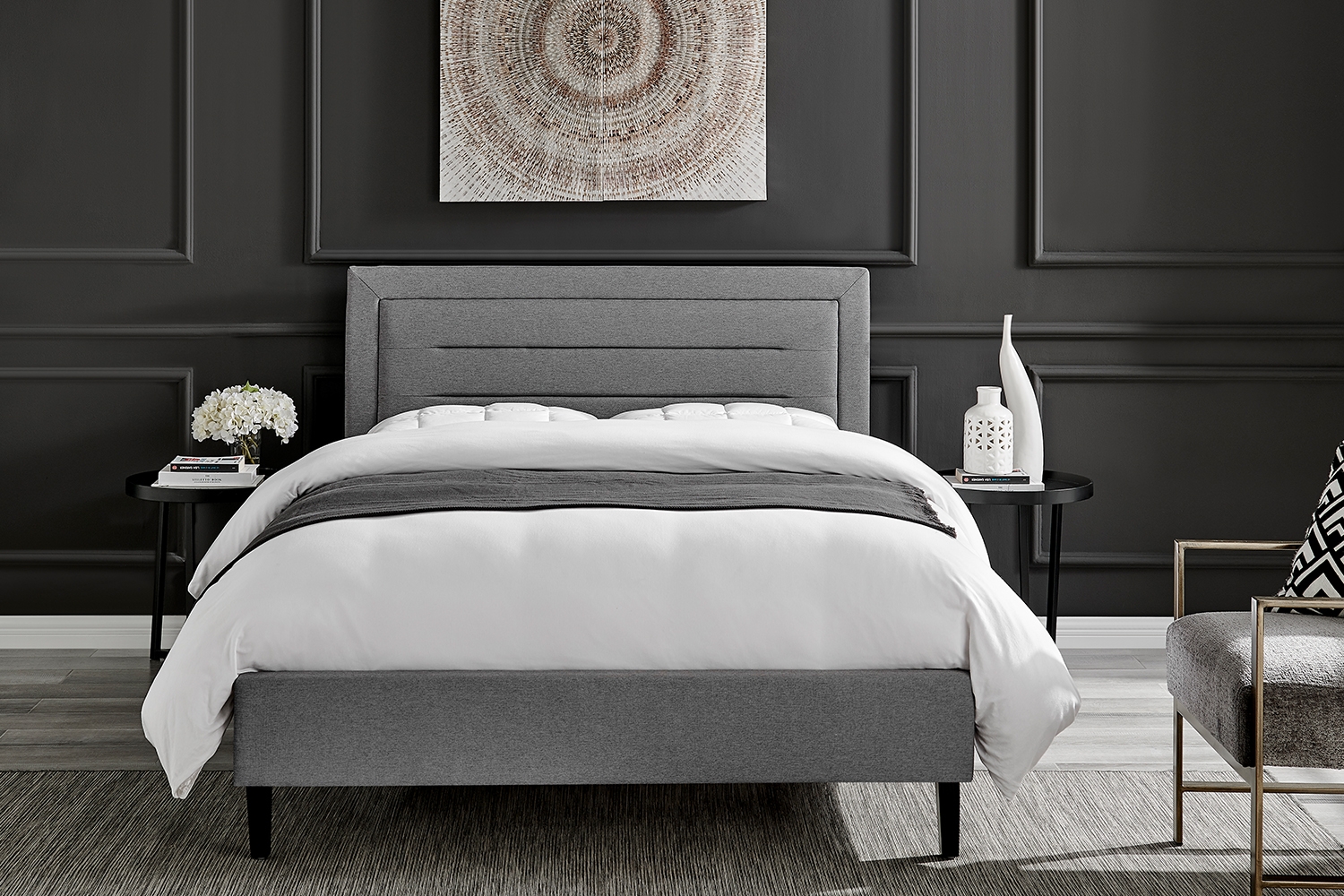 Pablo Fabric Bed in Grey - Furniture World