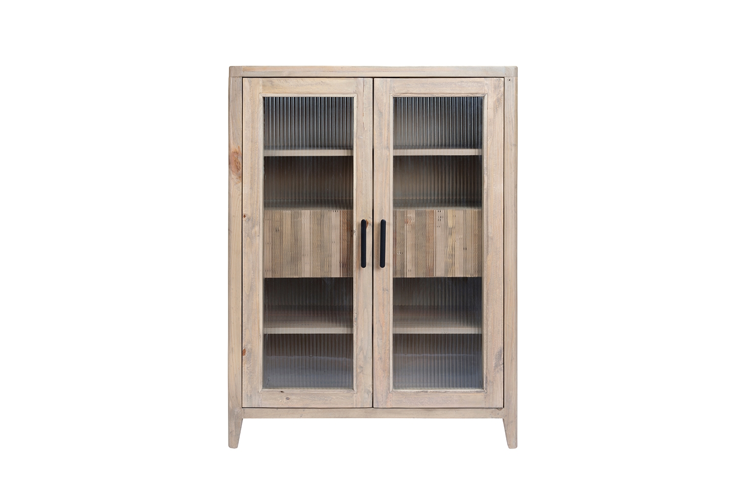 Hatton Reclaimed Wood Display Cabinet with Reeded Glass Doors ...