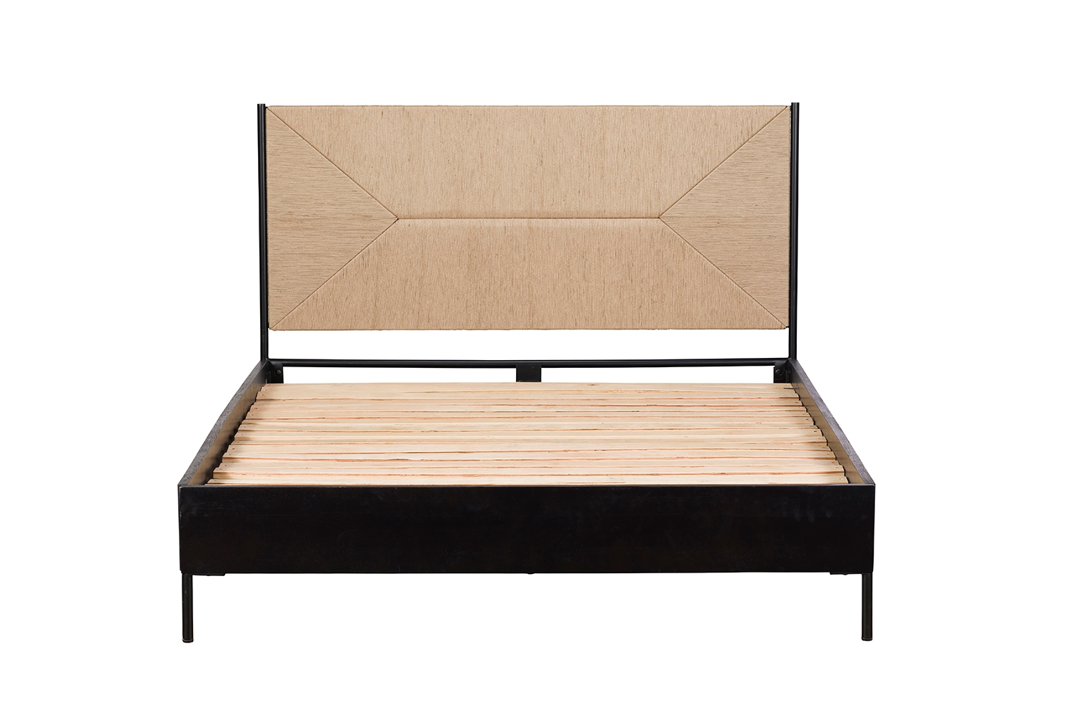 Raphael Black Wood and Jute Rope Bedframe - Furniture World