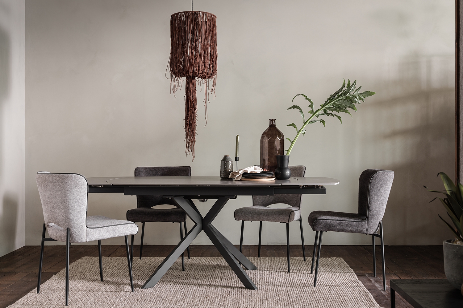 Sintered Stone 140-200cm Twist Extending Dining Table in Grey ...