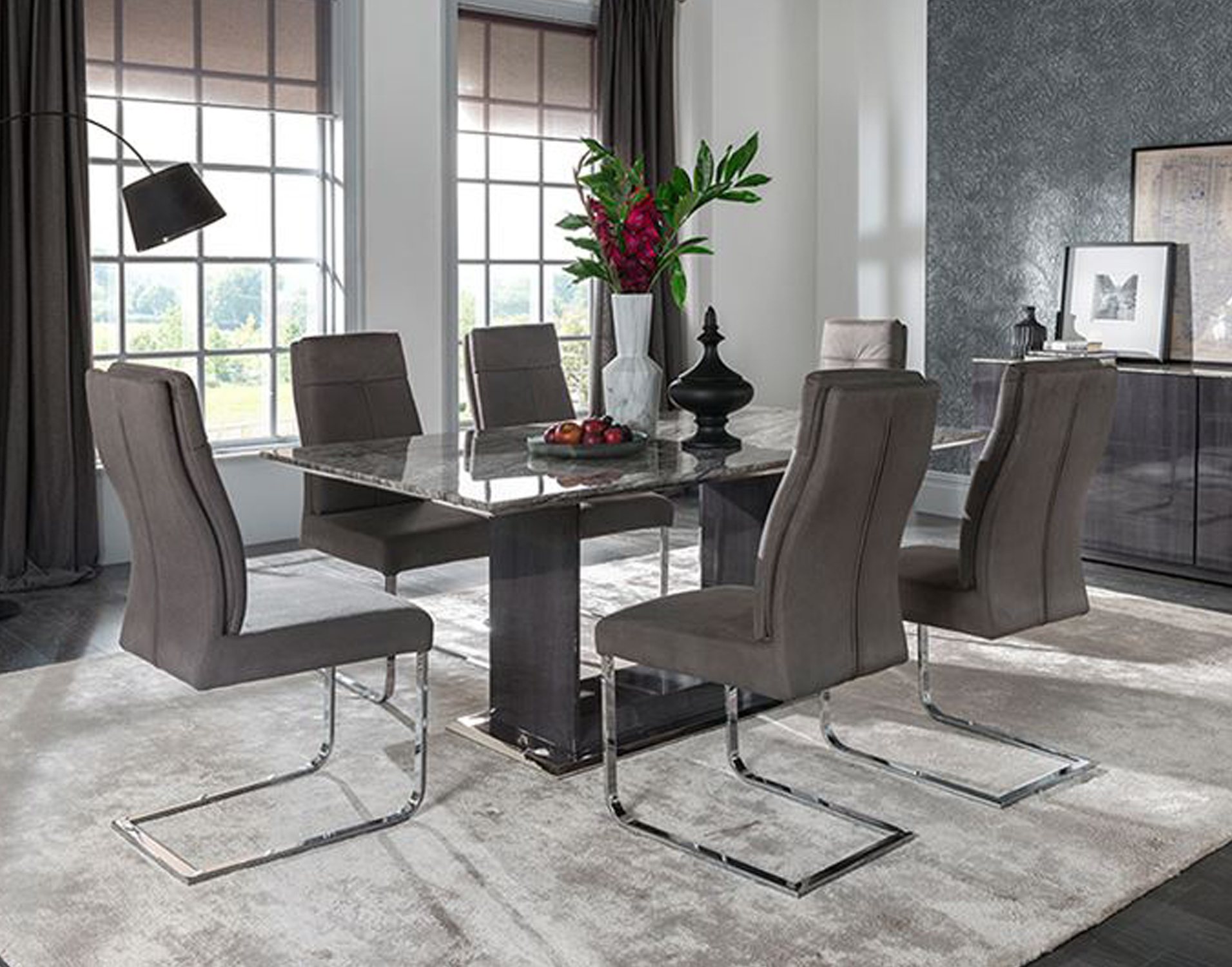 Donatella 1600 Dining Set & 6 Chairs - Furniture World