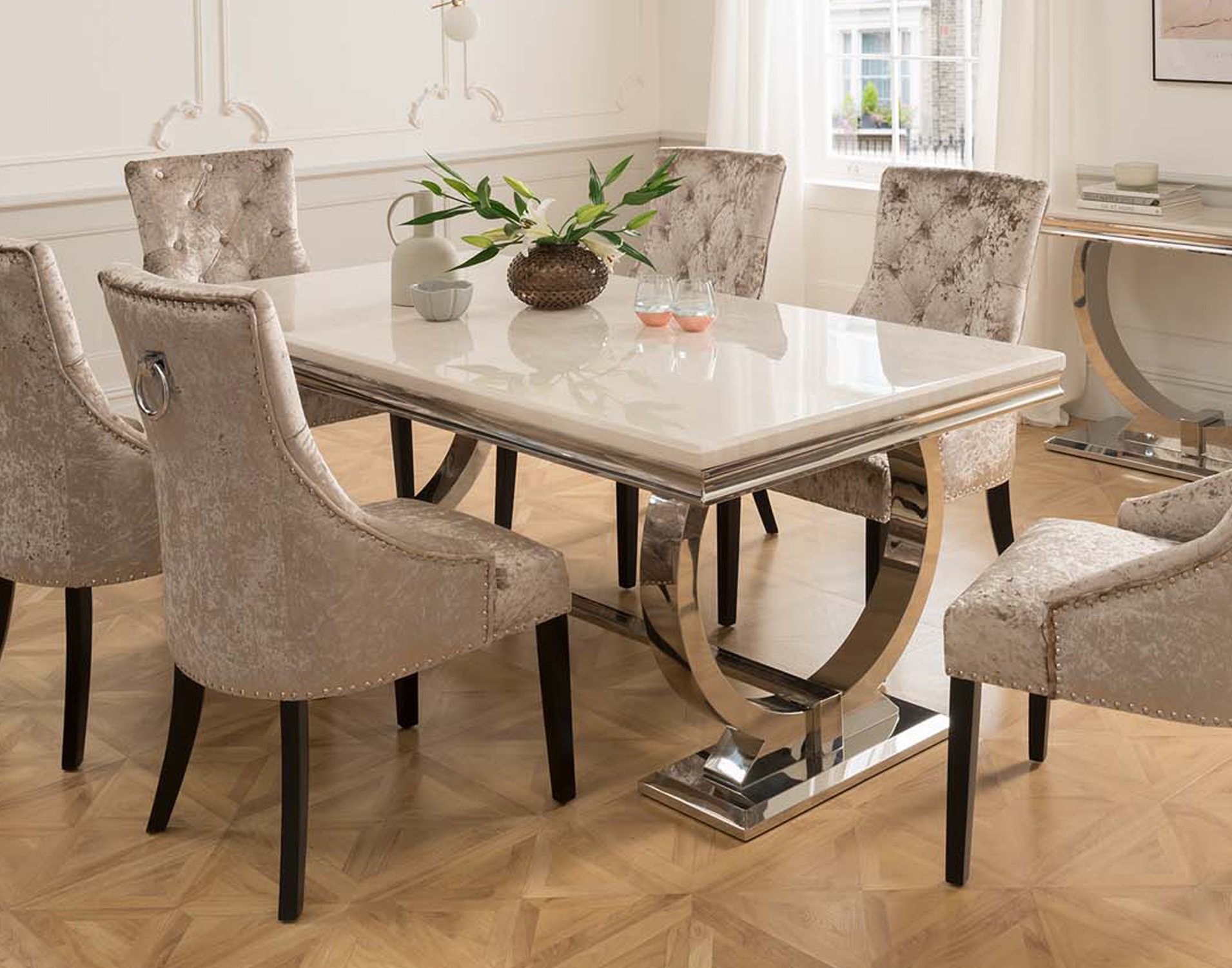 cream colored dining room table