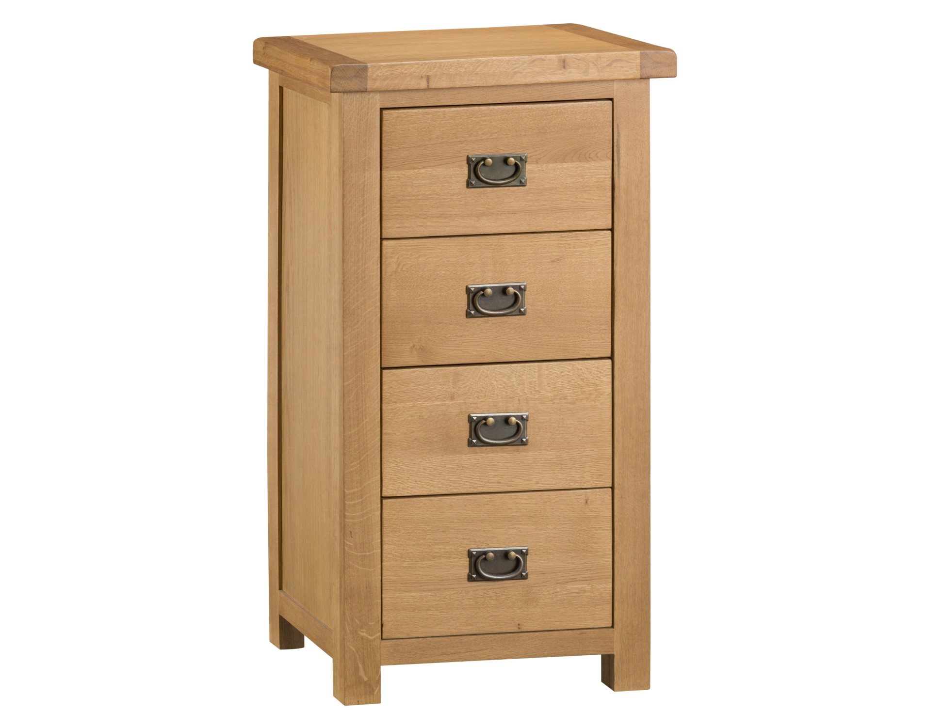 Light Rustic Oak 4 Drawer Narrow Chest of Drawers Furniture World
