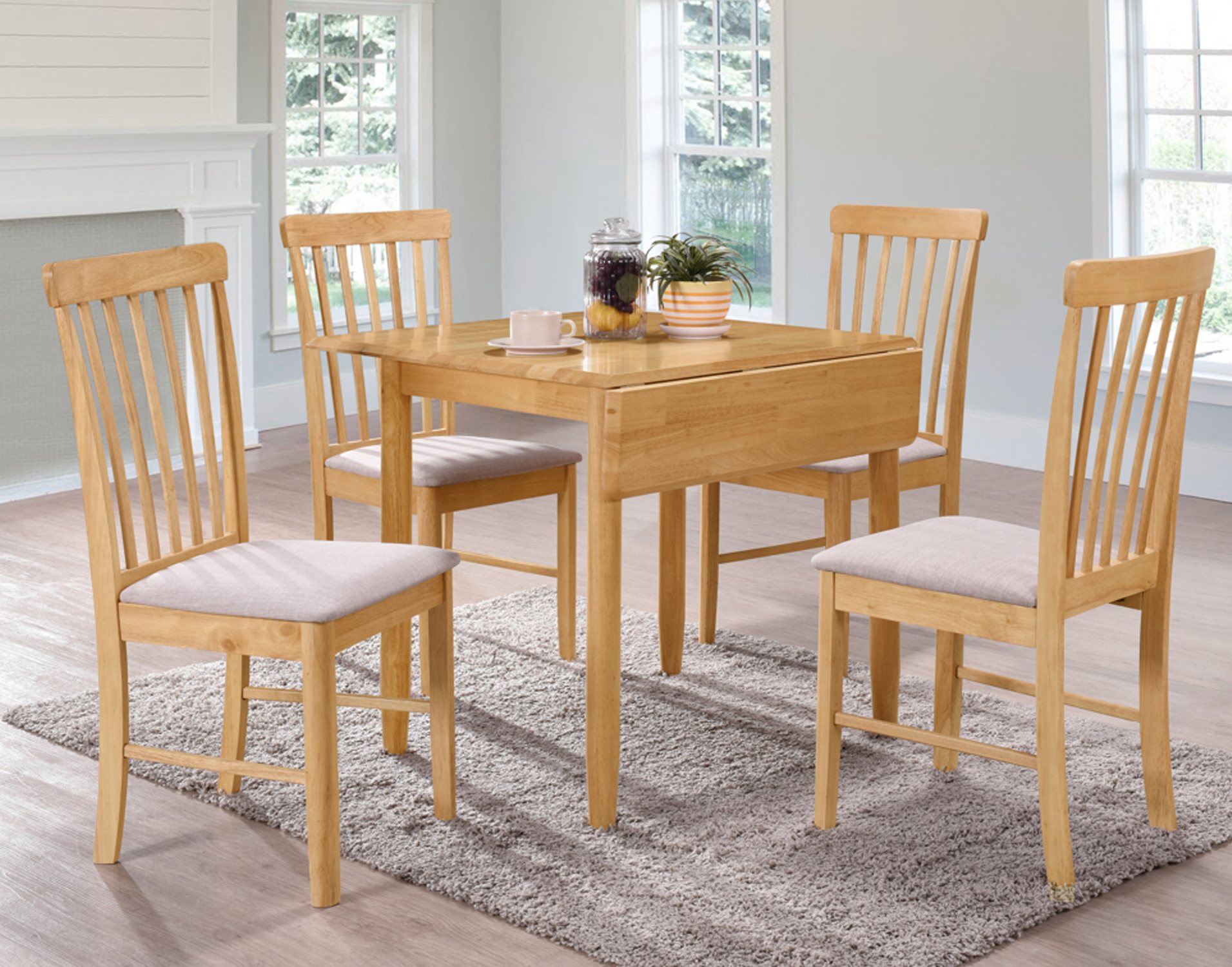 Small oak dining table and 2 chairs