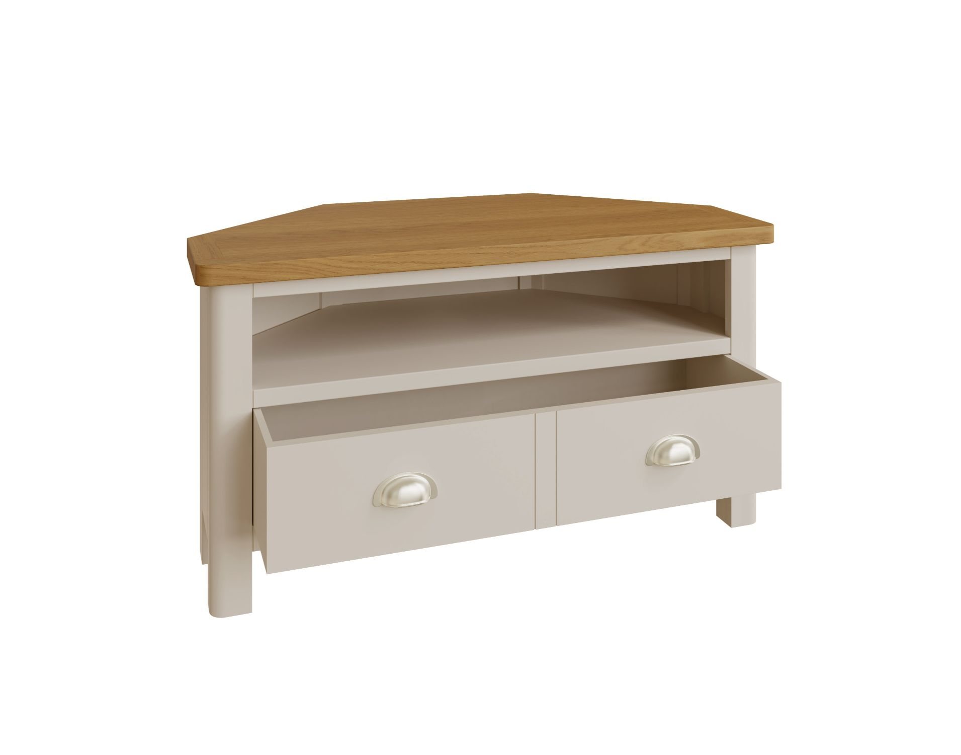 Oak City Dorset Oak 90cm Corner Tv Unit For Screens Up To 42 Truffle Grey Furniture World 7414