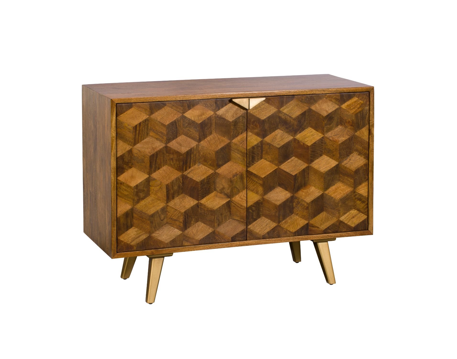 Geometric Mango Wood Narrow Sideboard - Boxer - Furniture World