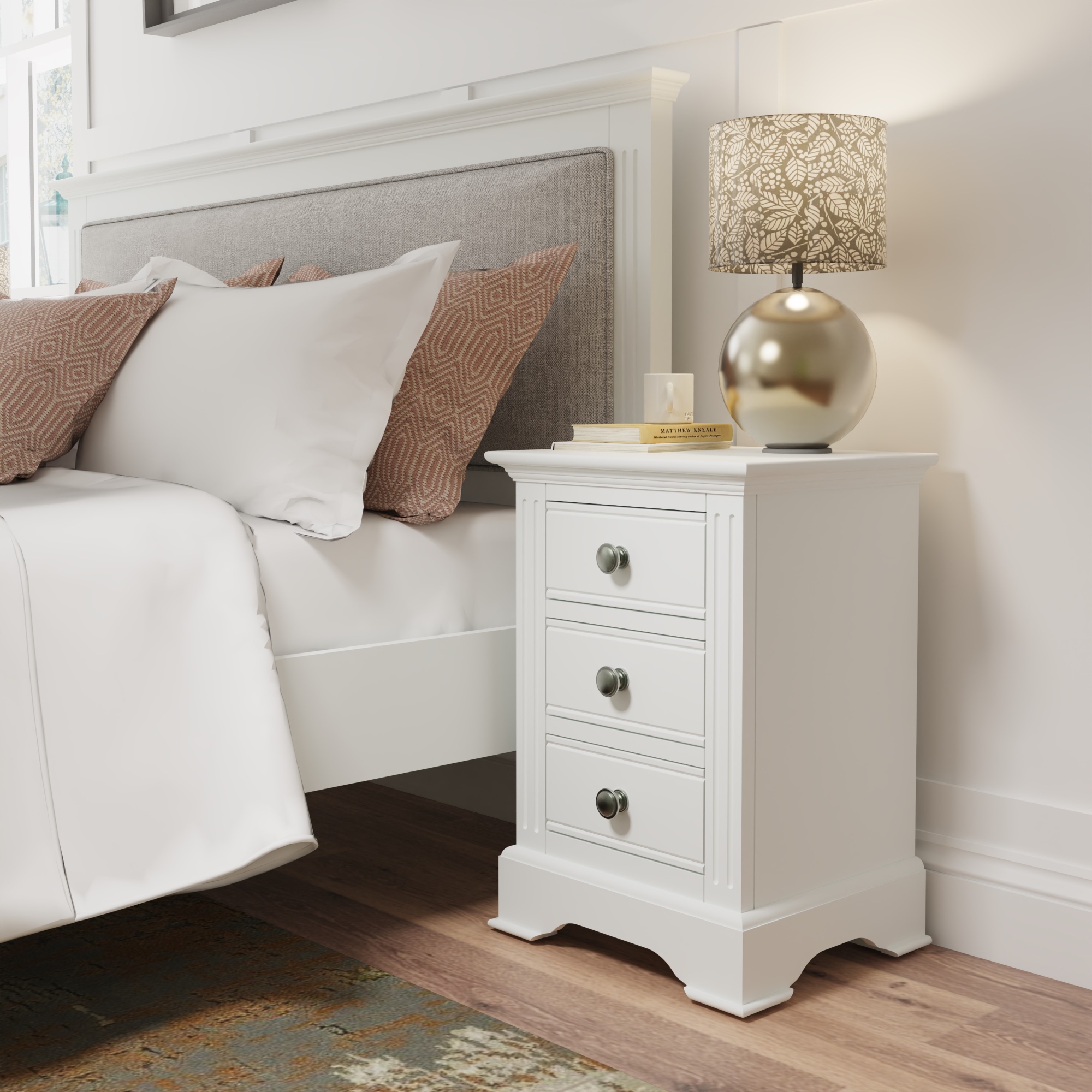 Oak City - Cotswold White Large Bedside Table - Furniture World