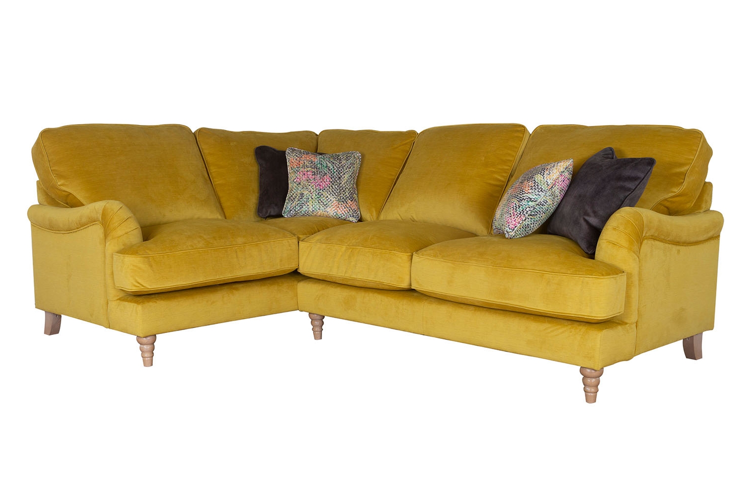 Beatrice Medium Corner Sofa Shown in Velvet Mustard Yellow