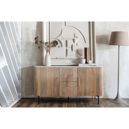 Reed Mango Wood & Marble Wide Sideboard Reed Mango Wood & Marble Wide Sideboard