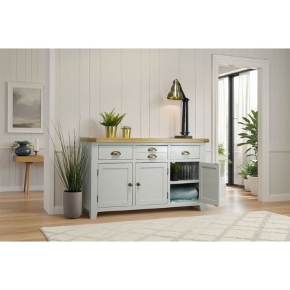 Cotswold Grey Painted Oak Large 3 Door Sideboard 137cm Wide Cotswold Grey Painted Oak Large 3 Door Sideboard 137cm Wide