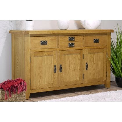 Cotswold Rustic Oak Large 3 Door Sideboard - 137cm Wide Cotswold Rustic Oak Large 3 Door Sideboard - 137cm Wide