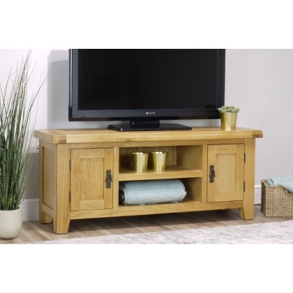 Cotswold Rustic Oak Large TV Stand 120cm Wide Cotswold Rustic Oak Large TV Stand 120cm Wide