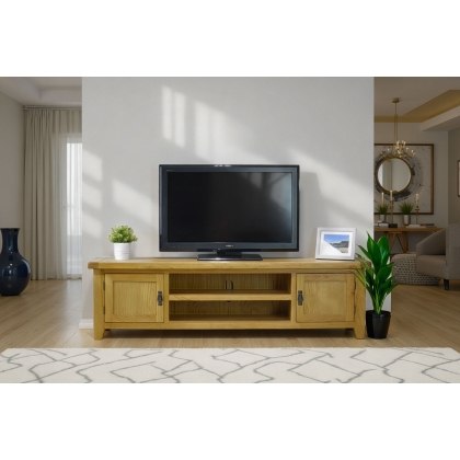 Cotswold Rustic Oak Extra Large TV Stand 180cm Wide Cotswold Rustic Oak Extra Large TV Stand 180cm Wide
