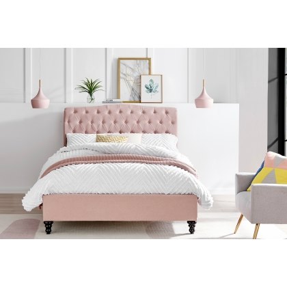 Rosalie Fabric Bed Frame in Pink Rosalie Fabric Bed Frame in Pink