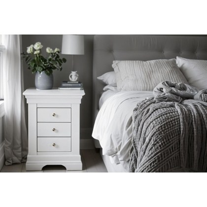 Providence Painted White 3 Drawer Bedside Table Providence Painted White 3 Drawer Bedside Table