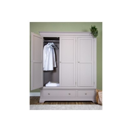Providence Painted Grey Triple Wardrobe with Storage Drawers Providence Painted Grey Triple Wardrobe with Storage Drawers