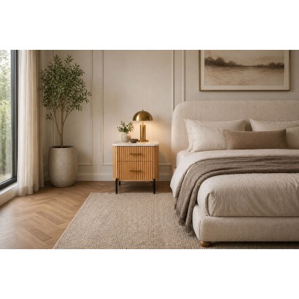 Reed Mango Wood & Marble 2 Drawer Bedside Table Reed Mango Wood & Marble 2 Drawer Bedside Table