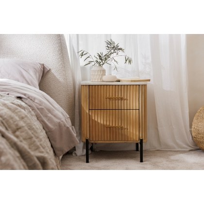 Reed Mango Wood & Marble 2 Drawer Bedside Table Reed Mango Wood & Marble 2 Drawer Bedside Table