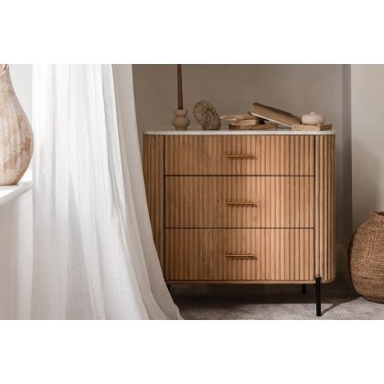 Reed Mango Wood & Marble 3 Drawer Chest of Drawers Reed Mango Wood & Marble 3 Drawer Chest of Drawers