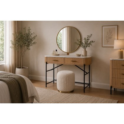 Reed Mango Wood & Marble Dressing Table Reed Mango Wood & Marble Dressing Table