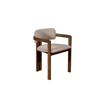 CLEARANCE - Grace Boucle Curved Back Dining Armchair with Walnut Legs (Pair) CLEARANCE - Grace Boucle Curved Back Dining Armchair with Walnut Legs (Pair)