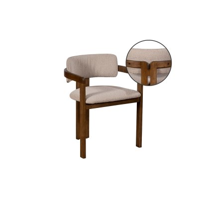 CLEARANCE - Grace Boucle Curved Back Dining Armchair with Walnut Legs (Pair) CLEARANCE - Grace Boucle Curved Back Dining Armchair with Walnut Legs (Pair)