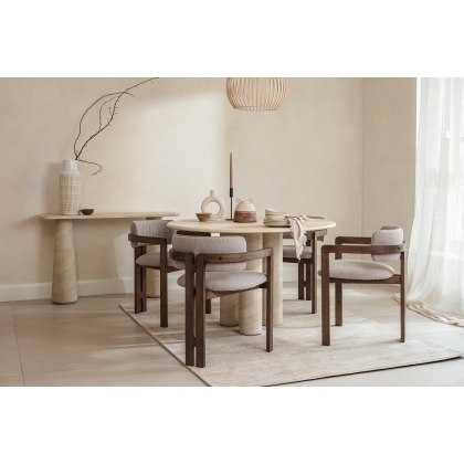 Ida Travertine Stone 120cm Round Dining Table with Cylindrical Legs Ida Travertine Stone 120cm Round Dining Table with Cylindrical Legs