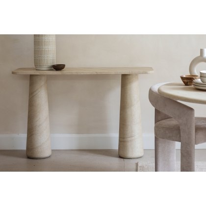 Ida Travertine Stone Console Table with Cylindrical Legs Ida Travertine Stone Console Table with Cylindrical Legs