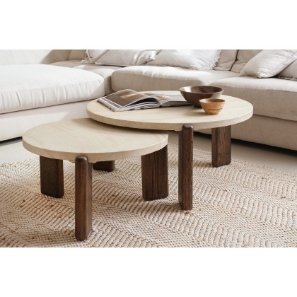 Ida Small Nesting Coffee Table with Travertine Stone Top Ida Small Nesting Coffee Table with Travertine Stone Top