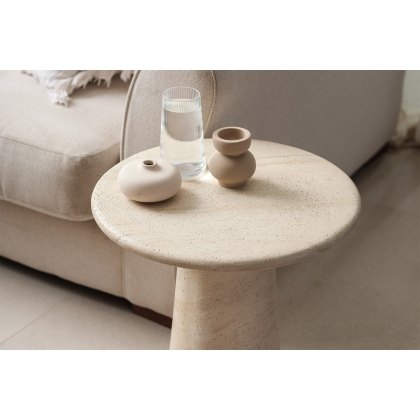 Ida Travertine Stone Lamp Table with Cylindrical Base Ida Travertine Stone Lamp Table with Cylindrical Base