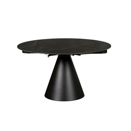 Sintered Stone Rounded 85-135cm Twist Extending Dining Table in Black Sintered Stone Rounded 85-135cm Twist Extending Dining Table in Black