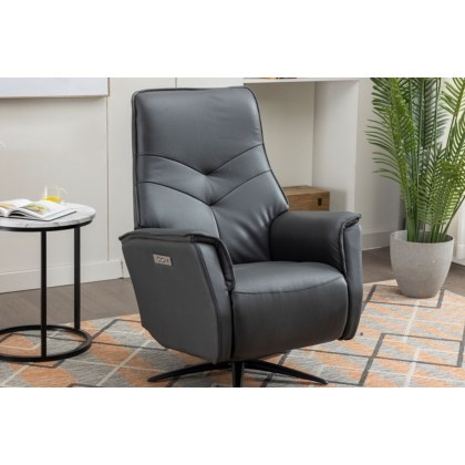 Nico Leather 360 Swivel Dual Motor Electric Recliner Chair in Anthracite Grey Nico Leather 360 Swivel Dual Motor Electric Recliner Chair in Anthracite Grey
