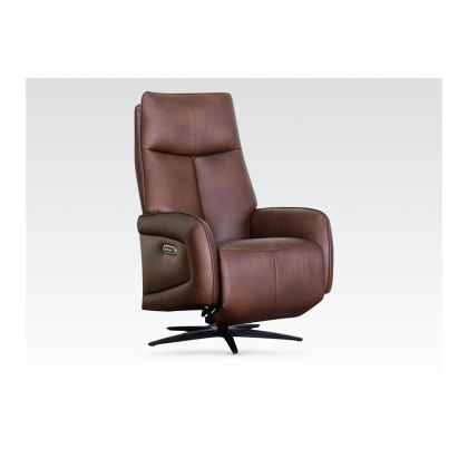 Pablo Leather 360 Swivel Triple Motor Electric Recliner Chair in Dark Brown