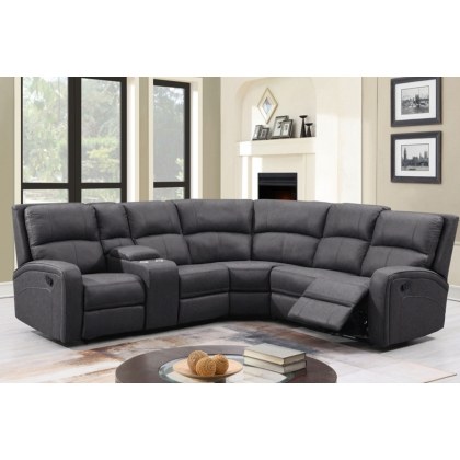 Silva Soft Touch Fabric Recliner Corner Sofa with Console Storage and Cup Holders Silva Soft Touch Fabric Recliner Corner Sofa with Console Storage and Cup Holders