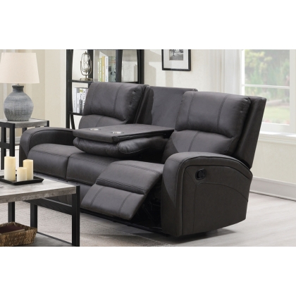 Silva Soft Touch Fabric Recliner 3 Seater Sofa with Drop Down Table and Cup Holders