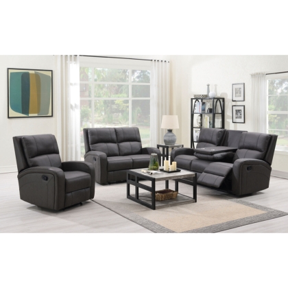 Silva Soft Touch Fabric Recliner 3 Seater Sofa with Drop Down Table and Cup Holders