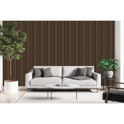 Pack of 2 - Walnut Decorative Acoustic Slat Wall Panel - 2400mm x 600mm