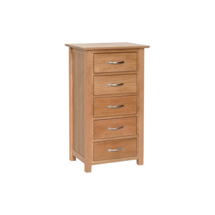 Moda Solid Oak 5 Drawer Wellington Chest of Drawers