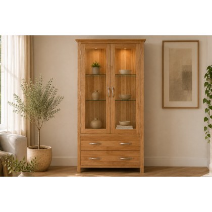 Devon 100% Solid Oak Glass Display Cabinet Devon 100% Solid Oak Glass Display Cabinet