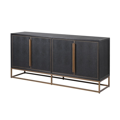 Grantham Lava Black Shagreen & Ebony Oak Wide Sideboard