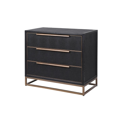 Grantham Lava Black Shagreen & Ebony Oak Chest Of Drawers