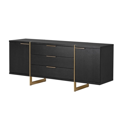 Soho Dark Brown & Gold Accents Wide Sideboard