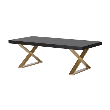 Soho Dark Brown & Gold Accents X-Leg Coffee Table