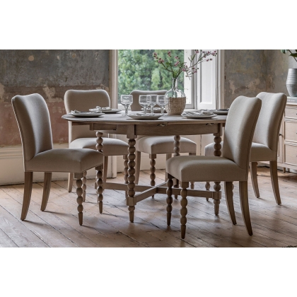 Gallery Direct Artisan Limewash Oak Extending Round Dining Table with Bobbin Detail