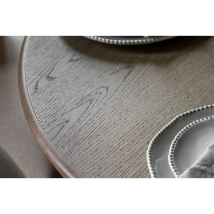 Gallery Direct Artisan Limewash Oak Extending Round Dining Table with Bobbin Detail Gallery Direct Artisan Limewash Oak Extending Round Dining Table with Bobbin Detail