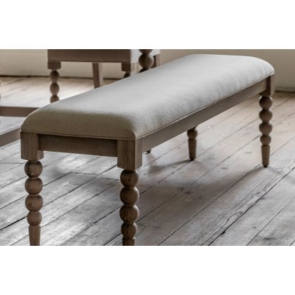 Gallery Direct Artisan Limewash Oak Dining Table Bench with Bobbin Detail Gallery Direct Artisan Limewash Oak Dining Table Bench with Bobbin Detail