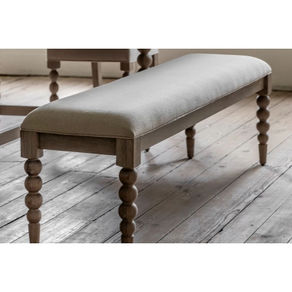 Gallery Direct Artisan Limewash Oak Dining Table Bench with Bobbin Detail